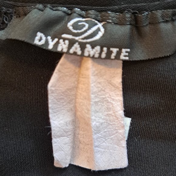 Dynamite Stretchy Black Rouched Tie Front Unique Hem Blouse Plus Size 2 - Picture 5 of 5